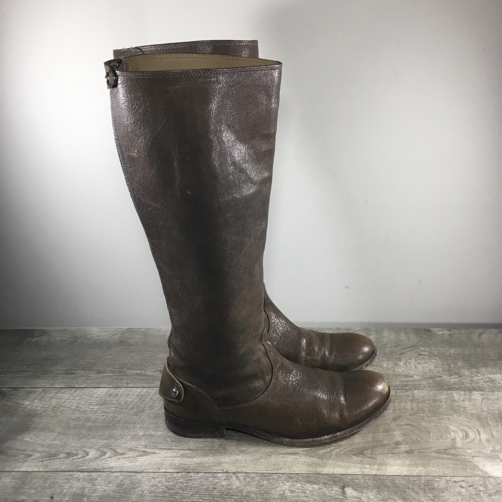 Frye #76430 Melissa Button Back Zip Leather Knee-High Riding Women’s Boots 11